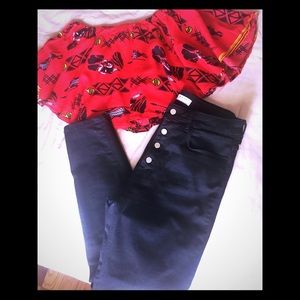 Zara Button-fly high waisted skinnies